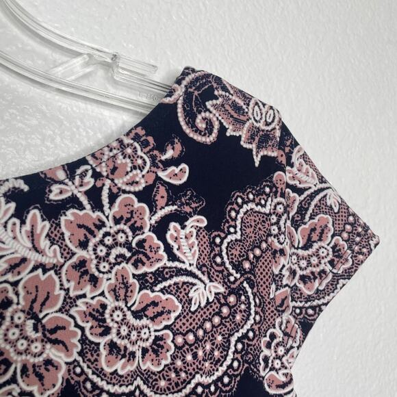 RN Studio Womens Dress Sz 4P Petite Blue Paisley Short Sleeve Lined Causal Wear - Picture 6 of 14